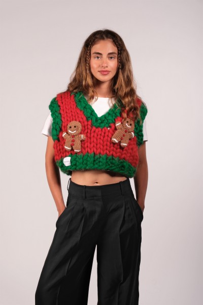 Gingerbread Hand-Knitted Vest