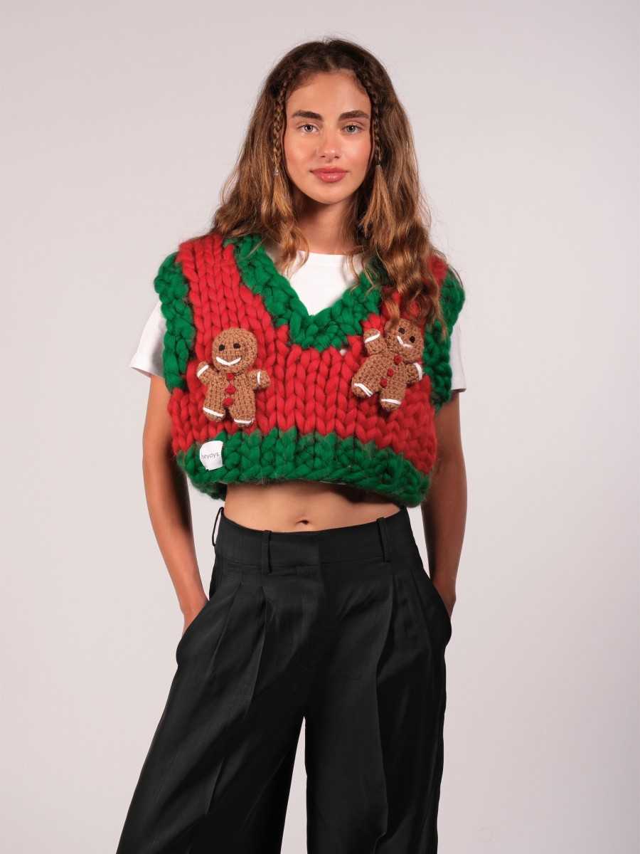 Gingerbread Hand-Knitted Vest