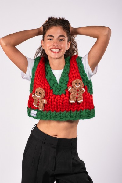 Gingerbread Hand-Knitted Vest