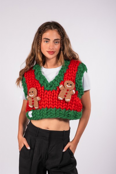 Gingerbread Hand-Knitted Vest