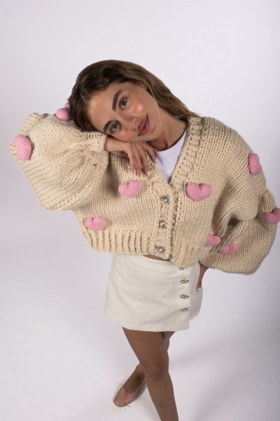 Pink Love Hand-Knitted Cardigan