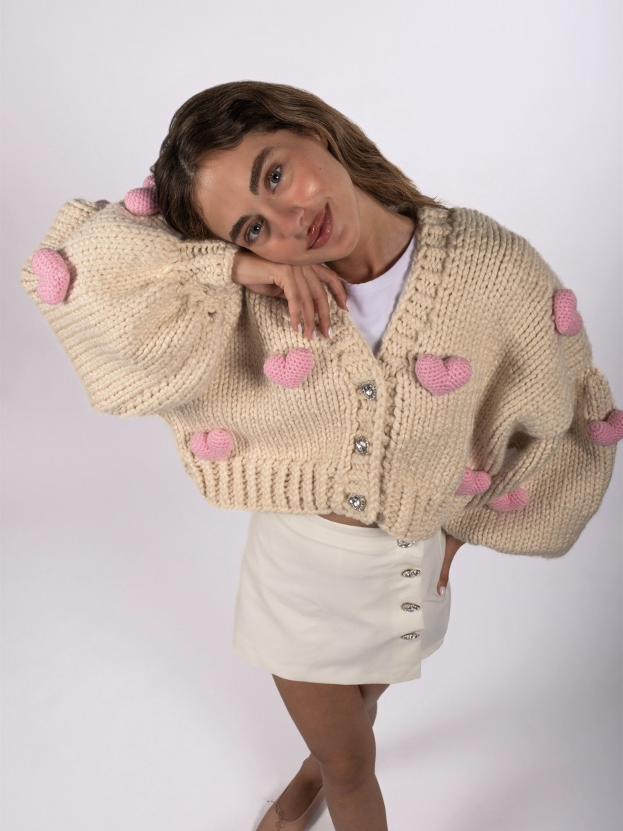 Pink Love Hand-Knitted Cardigan