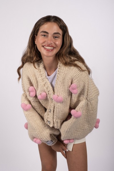 Pink Love Hand-Knitted Cardigan