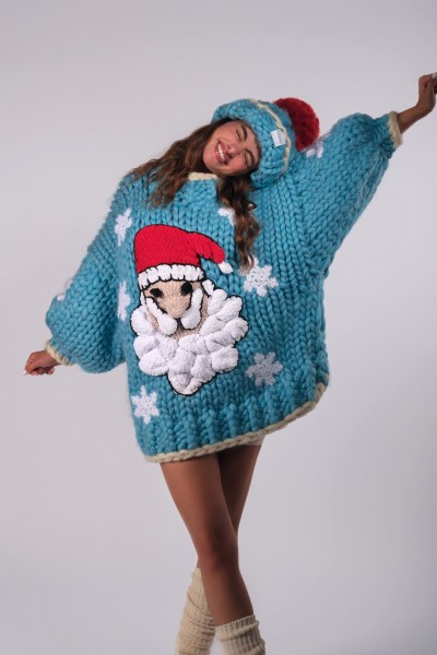 Santa Hand-Knitted Sweater + Beanie Set