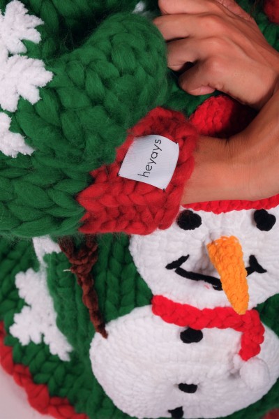 Snowman Hand-Knitted Sweater + Beanie Set