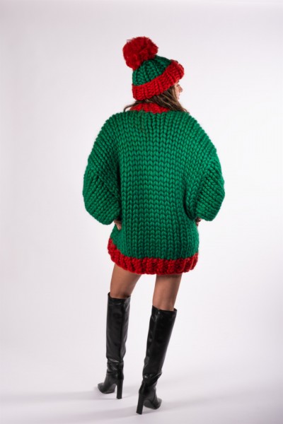 Snowman Hand-Knitted Sweater + Beanie Set