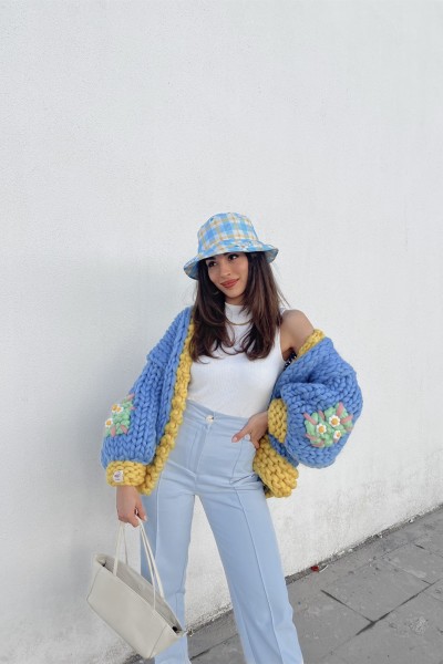 'HEY' Blue Knit Jacket