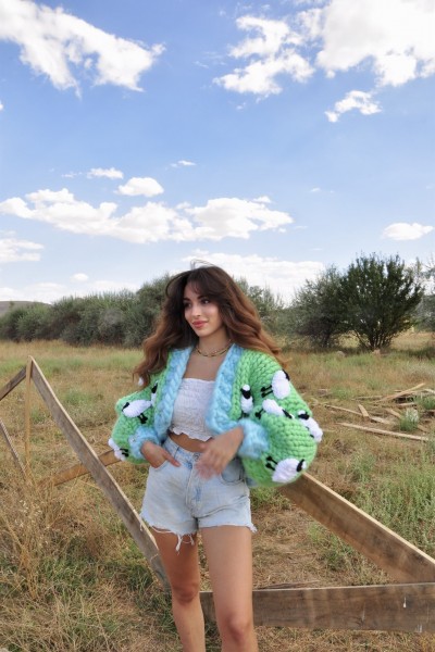 Sheep Hand-Knitted Cardigan