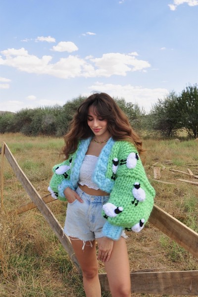 Sheep Hand-Knitted Cardigan