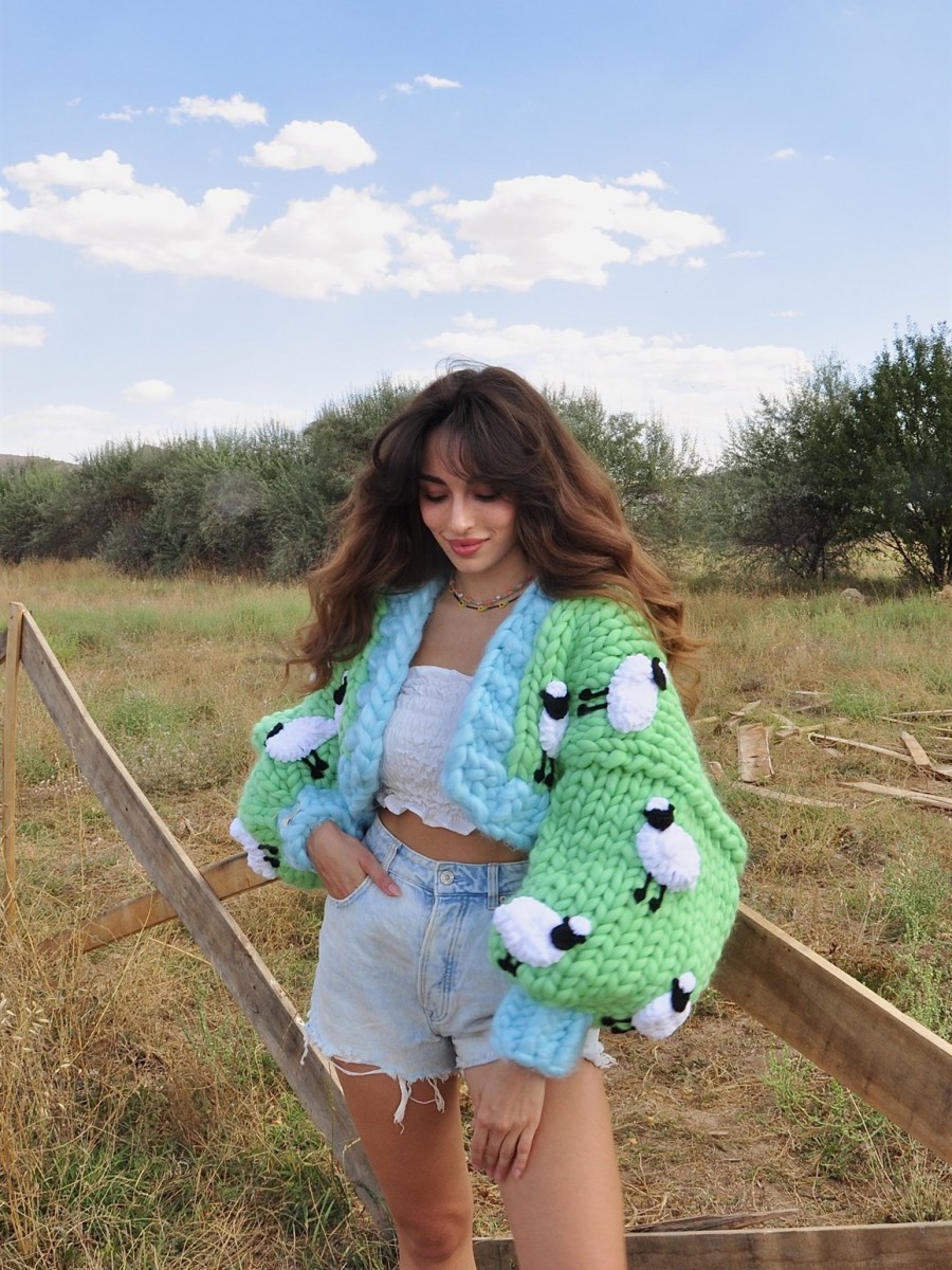 Sheep Hand-Knitted Cardigan