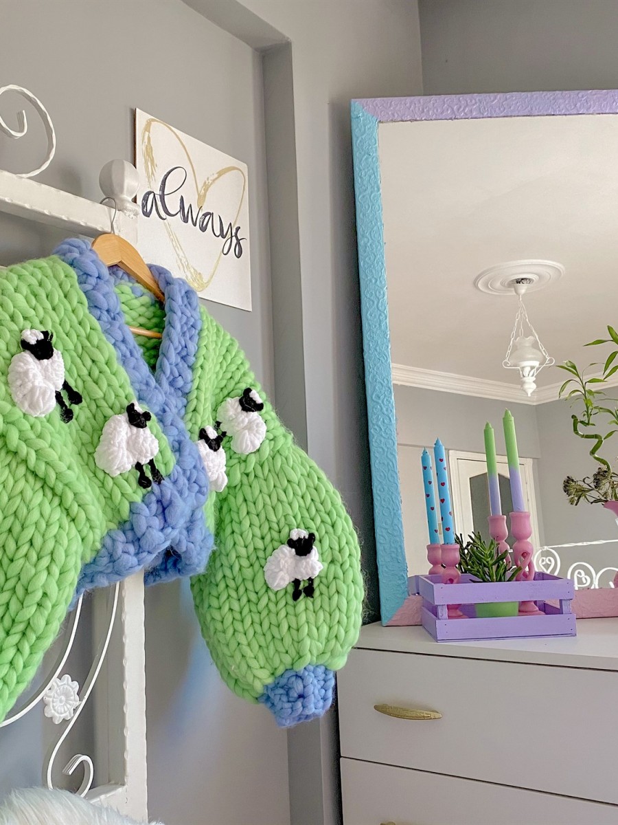 Sheep Hand-Knitted Cardigan