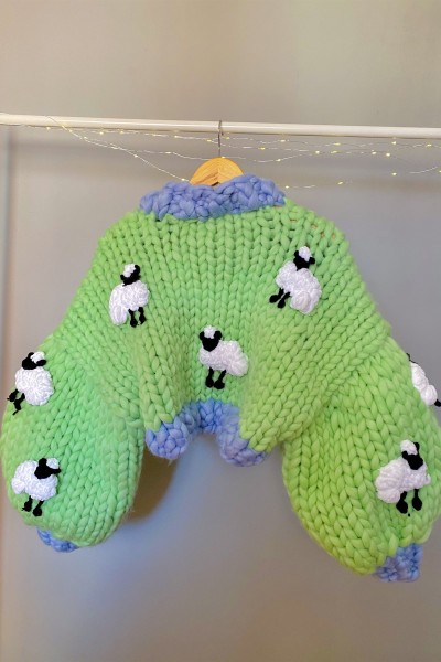 Sheep Hand-Knitted Cardigan