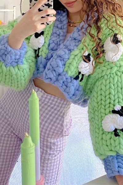 Sheep Hand-Knitted Cardigan