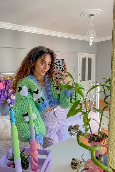 Sheep Hand-Knitted Cardigan