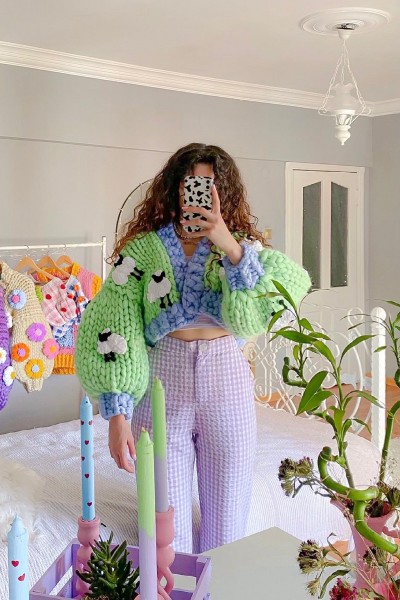 Sheep Hand-Knitted Cardigan